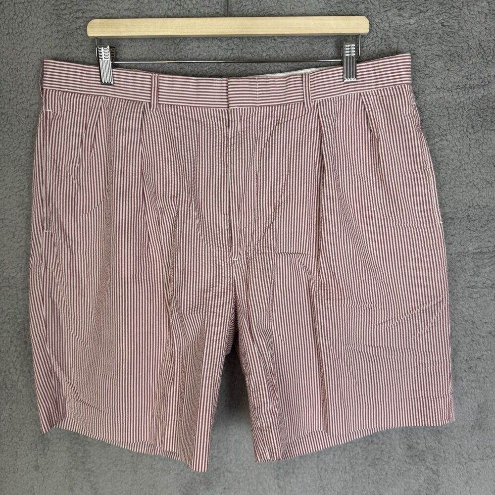 S Polo Ralph Lauren Shorts Mens 38 Red White Seersucker Classic‎ Golf Pleated